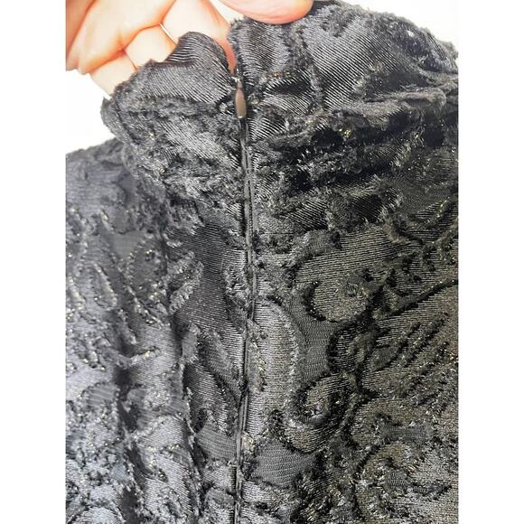 Badgley Mischka Formal Long Sleeve Dress Velvet Burnout Mock Neck Cocktail Sz8 - Picture 10 of 15